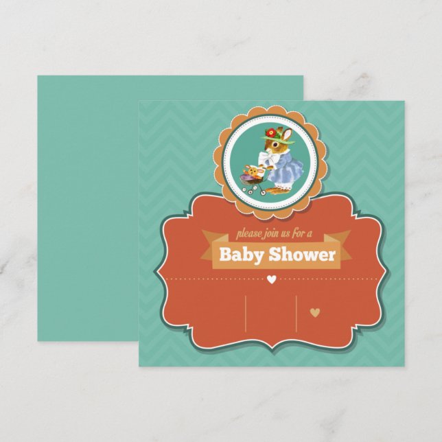 Invitation du Baby shower Bunny (Devant / Derrière)