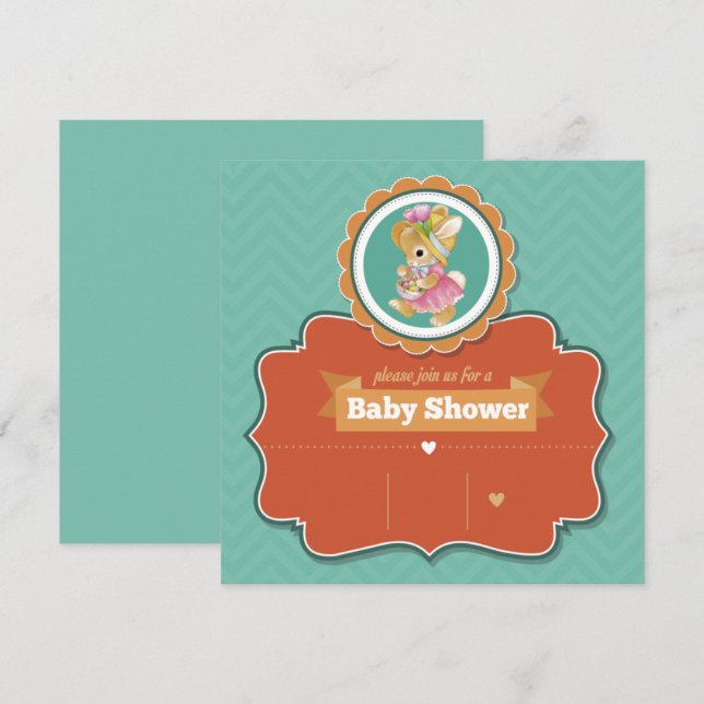 Invitation du Baby shower Bunny (Devant / Derrière)