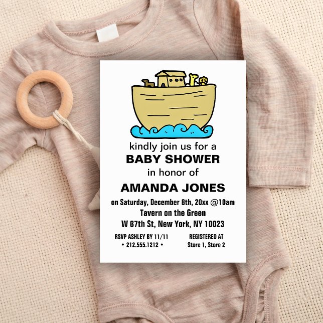 Invitation du Baby shower chrétien de Noah's Ark C (Gender Neutral Noah's Ark Baby Shower Invitations)