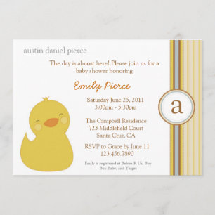 Invitation du Baby shower Cute Baby Duck