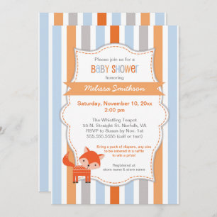 Invitation du baby shower Cute Fox, genre neutre
