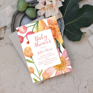 Invitation du Baby shower d'alimentation des fleur