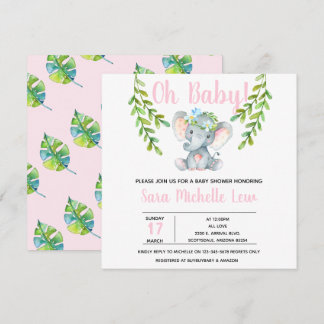 Invitation du Baby shower d'aquarelle de fille