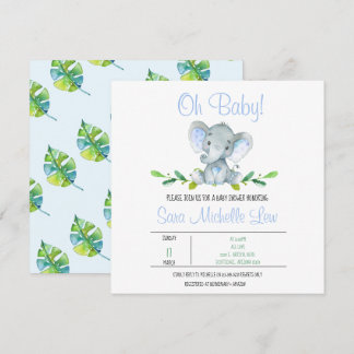 Invitation du Baby shower d'aquarelle éléphant du