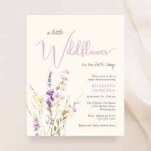 Invitation du Baby shower d'aquarelle Fleur sauvag