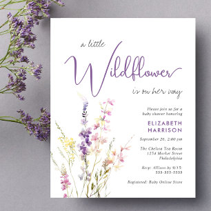 Invitation du Baby shower d'aquarelle Fleur sauvag