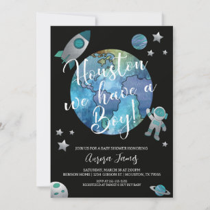 Invitation du Baby shower d'aquarelle spatiale