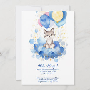 Invitation du Baby shower d'aquarelle Wolf Pup