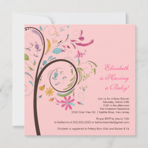 Invitation du Baby shower d'arbre floral du printe