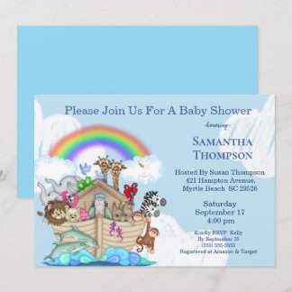 Invitation du Baby shower d'arche de Bleu Noé