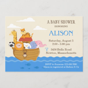 Invitation du Baby shower d'arche de Noé