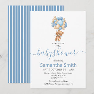 Invitation du Baby shower de ballon de l'ours en p