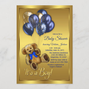 Invitation du Baby shower de ballon de l'ours en p