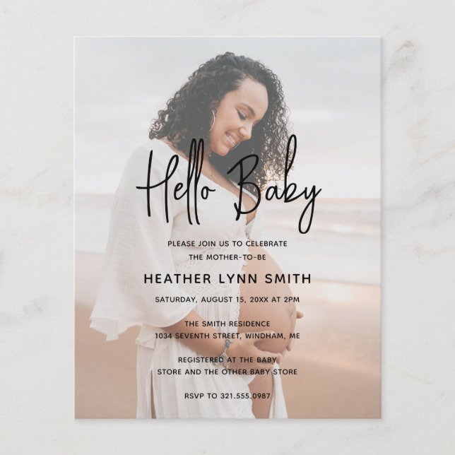 Invitation du Baby shower de budget photo Hello mo (Devant)