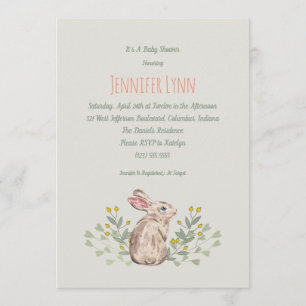 Invitation du Baby shower de Bunny de bois de prin