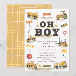 Invitation du Baby shower de camion de constructio