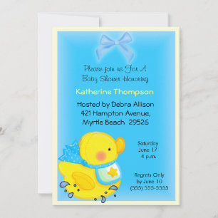 Invitation du Baby shower de canard jaune
