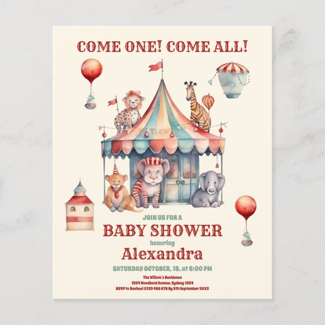 Invitation du Baby shower de carnaval d'aquarelle  (Devant)
