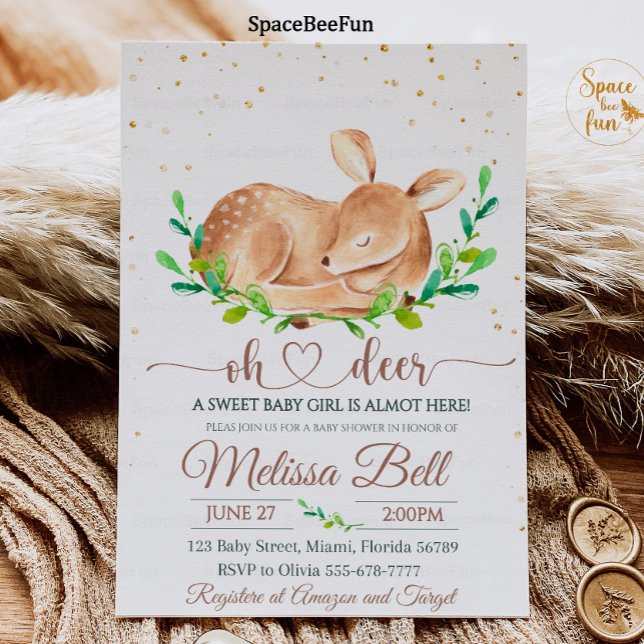 Invitation du Baby shower de cerfs de bois (Woodland animal Deer Baby Shower Invitation Boy Forest animal Deer Boy Baby Shower Invite Woodland )