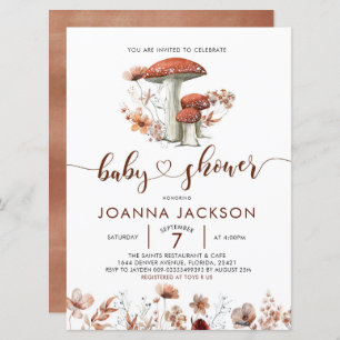 Invitation du Baby shower de champignons de champi