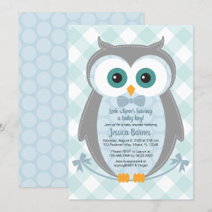 Invitation du baby shower de Chouette boisé garçon