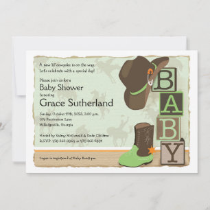 Invitation du Baby shower de cowpoke occidental