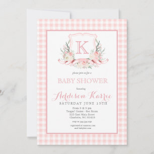 Invitation du Baby shower de crête de Monogram Pre