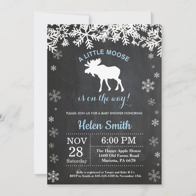 Invitation du Baby shower de  de l'orignal Winter  (Devant)