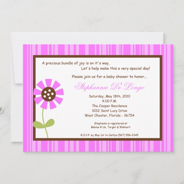 Invitation du Baby shower de fleurs de printemps { (Devant)