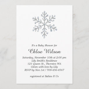 Invitation du Baby shower de flocon de neige Cryst