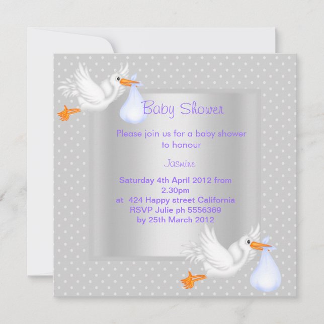 INVITATION DU BABY SHOWER DE LA BOUTEILLE D'ARGENT (Devant)