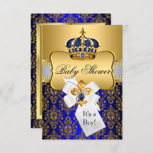 Invitation du Baby shower de la Couronne bleu Litt