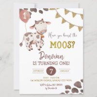 Invitation du Baby shower de la ferme de vache Boy