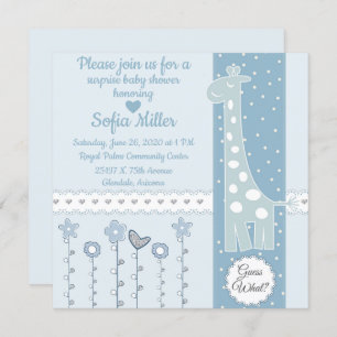 Invitation du Baby shower de la Girafe bleue