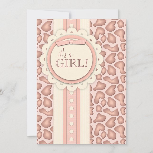 Invitation du Baby shower de la Girafe sucrée| Ros (Devant)