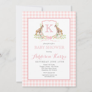 Invitation du Baby shower de la Giraffe de Preppy