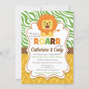 Invitation du Baby shower de la Jungle de Lion ROA
