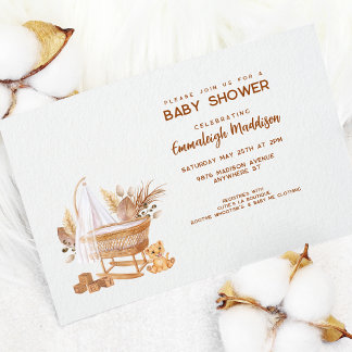 Invitation du Baby shower de la pépinière Boho Bas