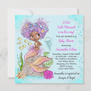 Invitation du Baby shower de la petite sirène afri