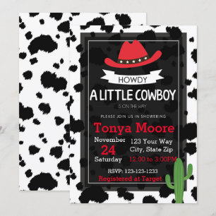 Invitation du Baby shower de la vache rouge