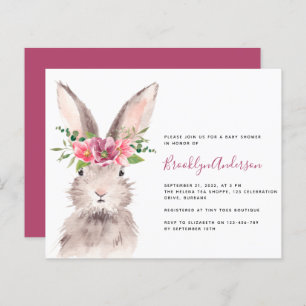 Invitation du Baby shower de lapin en aquarelle BU