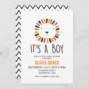 Invitation du Baby shower de Lion