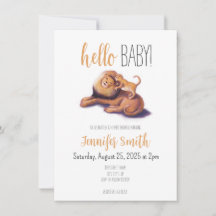 Invitation du Baby shower de Lion