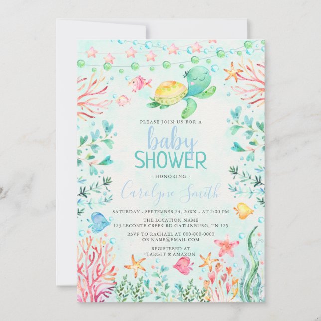 Invitation du Baby shower de mer (Devant)