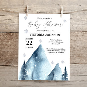 Invitation du Baby shower de montagne d'hiver Budg