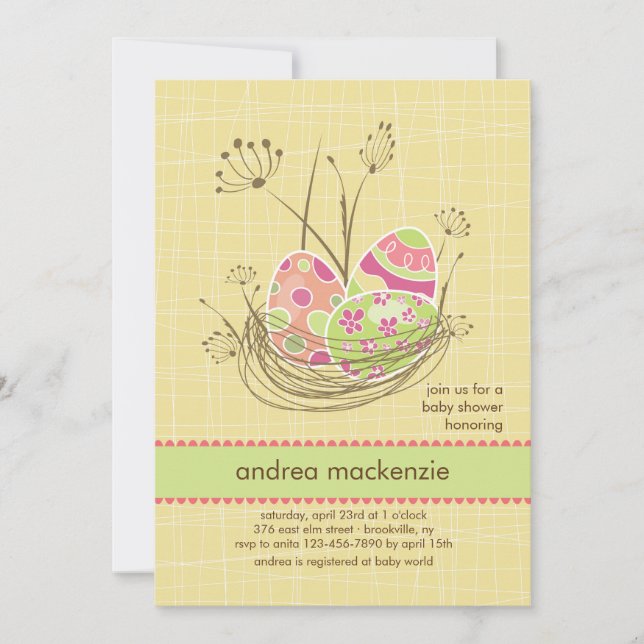 Invitation du Baby shower de nid de la nature (Devant)