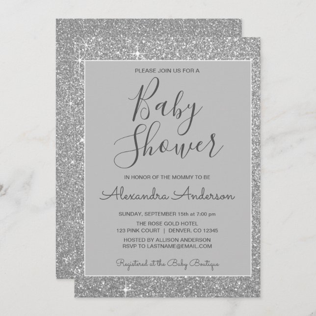 Invitation du Baby shower de Parties scintillant S (Devant / Derrière)