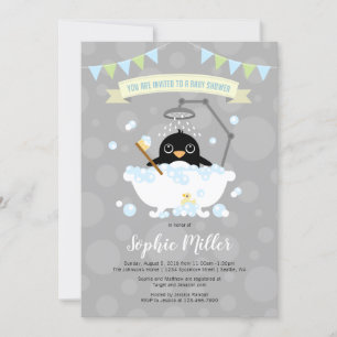 Invitation du Baby shower de pingouin
