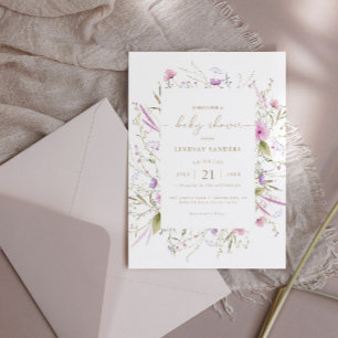 Invitation du Baby shower de prairie fleur sauvage