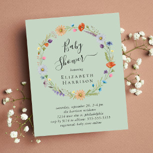 Invitation du Baby shower de stockage floral Boho